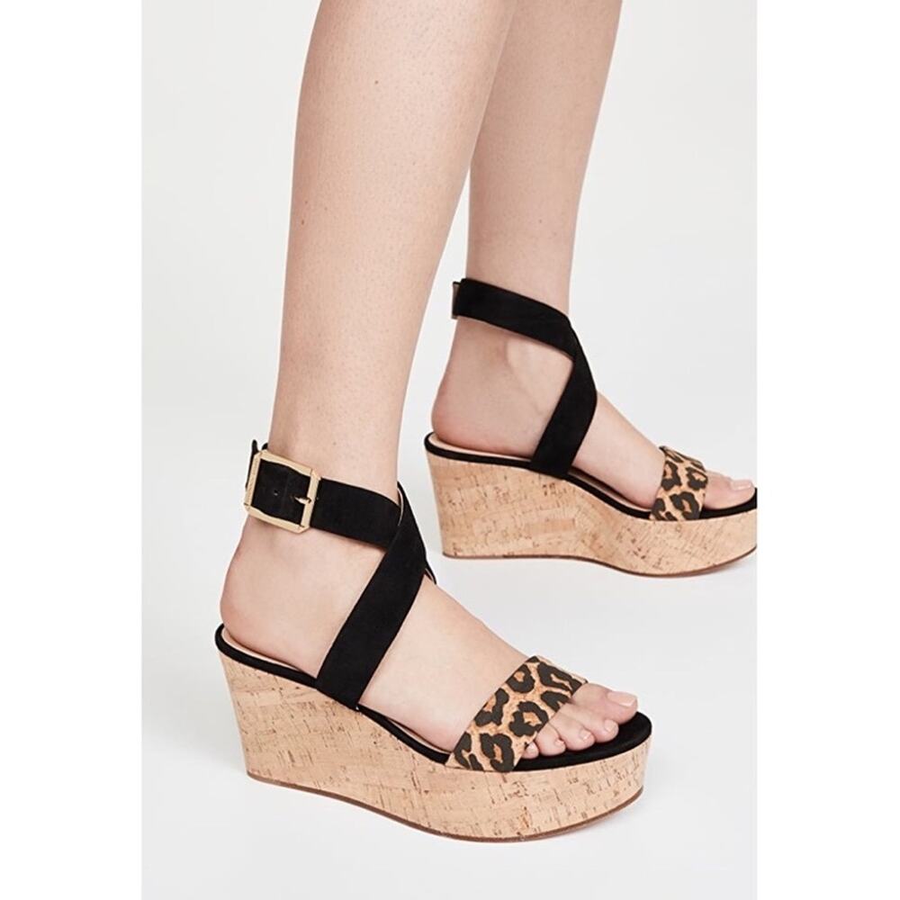 Veronica Beard Leopard Hurley Ankle Strap Platform Sandals Women's Size 10